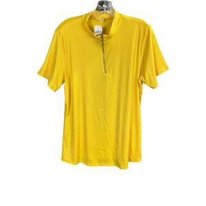 Love J Short Sleeve Quarter Zip Yellow Rib Knit Top 2X NWT